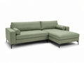 **Technische titel in het Nederlands: Moderne groene bank met chaise longue en zwarte poten**